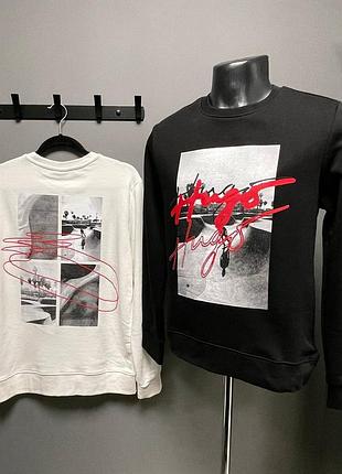 Свитшот кофта свитер мужской бренд чёрный и белый