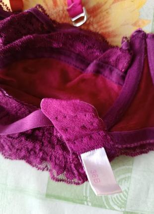 Красивый кружевной ажурный бюстгальтер фиолетовый на косточках 36в 80в4 фото