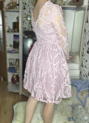 Кружевное платье цвета пудра8 фото