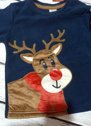 Тепла флісова новорічна дитяча піжама на хлопчика комплект теплий кофта штани джогери6 фото