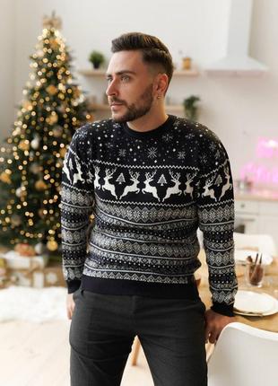Чоловічий новорічний светр з оленями 🎄