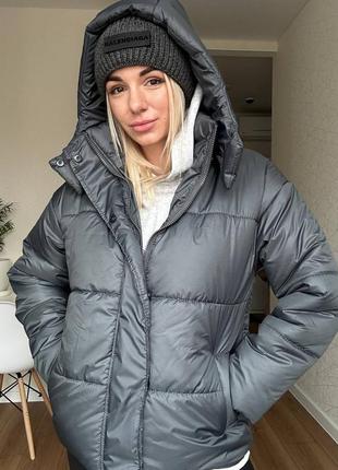 Куртка женская короткая осенняя демисезонная зимняя на осень зима теплая черная...