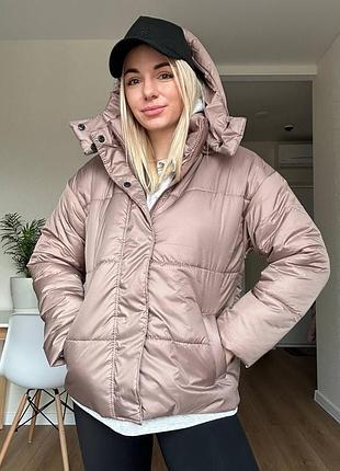 Куртка женская короткая осенняя демисезонная зимняя на осень зима теплая черная...