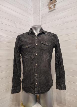 Красивая джинсовая рубашка на кнопках s\m
