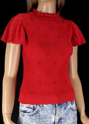 Брендовая красная хлопковая блузка "reserved". размер s.  сделано в турции.3 фото