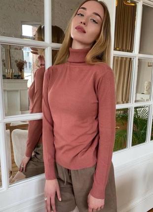 Топ якість! базовий жіночий гольф з високим горлом однотонний светр