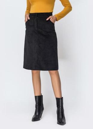 Идеальная  юбка на талии, вельветовая в рубчик