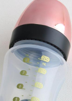 Дитяча пляшечка для годування,дитяча бутилочка антиколікова 240 мл,рожева,для дівчинки.