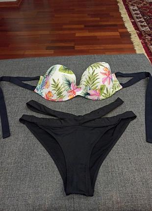 Красивые купальник с бюстом  балконет флористичный  принт calzedonia