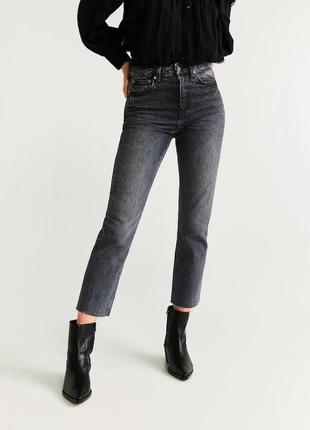 Джинси мом mango джинси на високій посадці сірі джинси