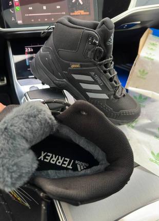 Зимние мужские кроссовки adidas terrrex swift r gore tex black grey fur (мех) 41-42-43-44-45-465 фото