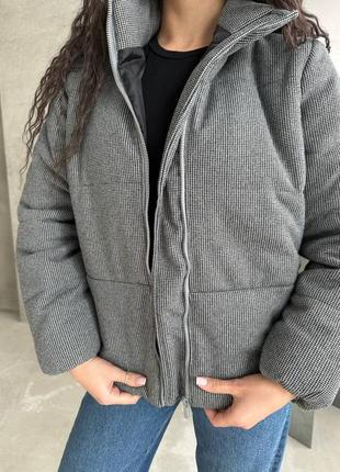 Куртка женская зимняя оверсайз графитовая на молнии качественная стильная трендовая кашемировая