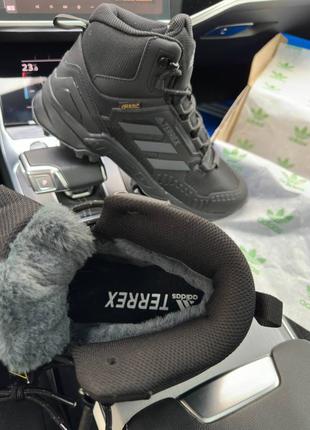 Зимние мужские кроссовки adidas terrrex swift r gore tex fur black grey (мех) 41-43-44-45-467 фото