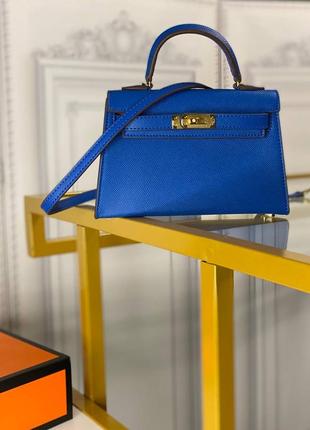 Сумка люкс в стиле hermes kelly эрме келли синяя2 фото