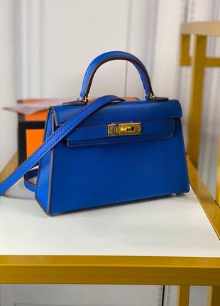 Сумка люкс в стиле hermes kelly эрме келли синяя1 фото