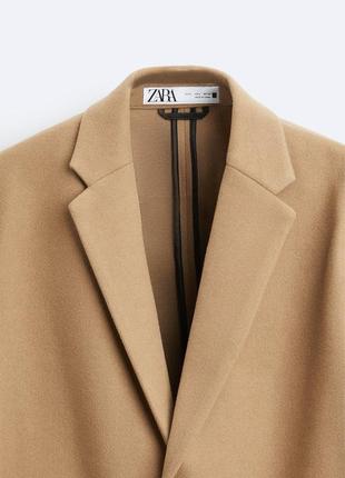 Пальто мужское базовое бежево-коричневое zara new9 фото