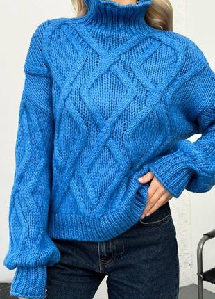 Теплый свитер с высокой горловиной7 фото
