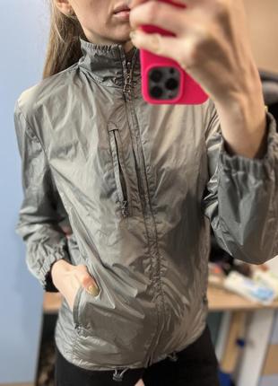 Куртка ветровка курточка двухсторонняя графитовая серая серебряная dkny