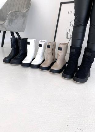 Кожаные зимние ботинки полусапожки