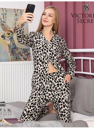 Піжама комплект штани+сорочка на гудзиках довгий рукав victoria's secret