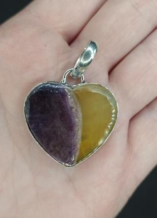 Кулон сердце флюорит