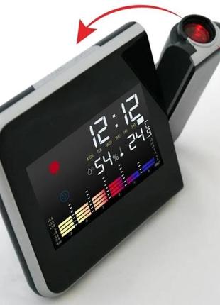 Годинник метеостанція з проектором часу на стіну color screen 8190 календар2 фото