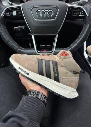 ❄️ зимові чоловічі кросівки adidas retropy e5 sand black fur❄️