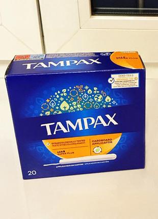 Тампони tampax super plus з аплікатором 4 краплі в пакованні 20 шт.