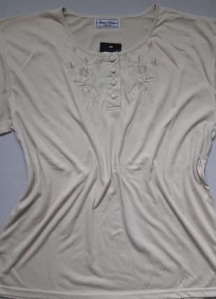 Суперовая футболка с вышивкой большого размера anne fashion