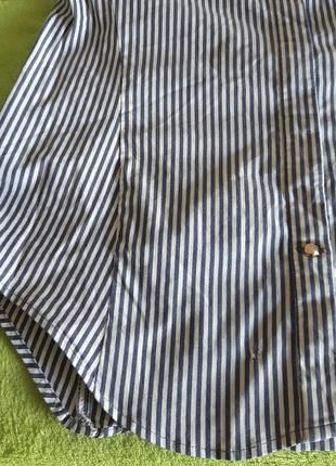 Классная стрейчевая рубашка в полоску zara basic collection, made in morocco5 фото