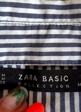 Классная стрейчевая рубашка в полоску zara basic collection, made in morocco8 фото