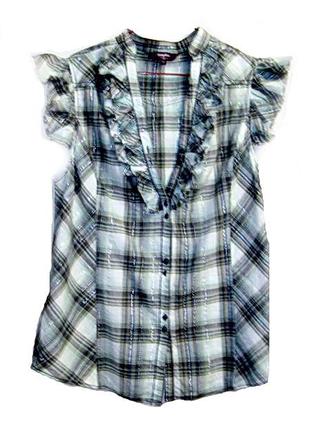 Вільна блуза в клітку з люрексом 42-44