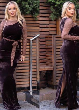 Женское длинное вечернее платье макси в пол бархат кружево гипюр нарядное праздничное5 фото