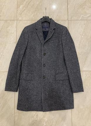 Вовняне пальто tommy hilfiger сіре чоловіче класичне базове6 фото