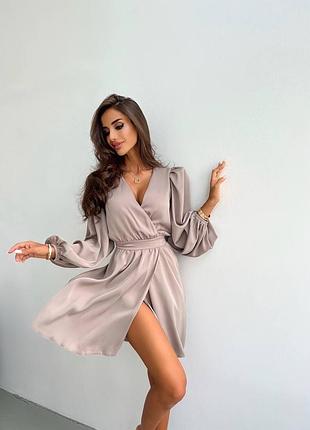 Стильна шовкова міні сукня плаття на запах  5 кольорів