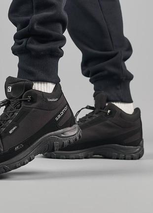 ❄️ зимові чоловічі кросівки  salomon shelter black white fur❄️6 фото