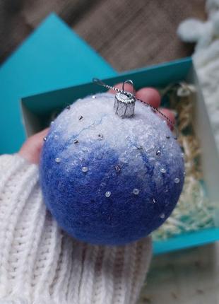 Ёлочный шар снегирь 6 см, ёлочное украшение снегирь ручной работы