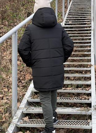 Зимняя удлиненная куртка-парка для мальчика на овчине 116,122,128,134,140,1463 фото