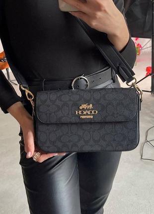 Женская сумочка coach shoulder bag black monogram