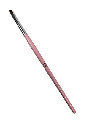 Кисть для геля №6 овальный ворс розовая ручка кисточка для маникюра для ногтей для полигеля маникюрная