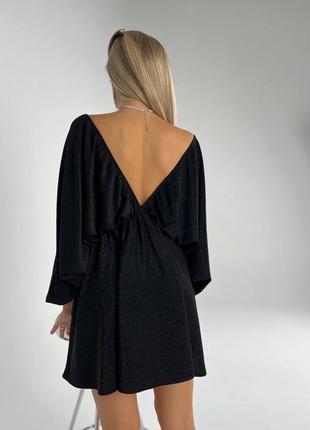 Гарненька новинка💕 люрексовое платье мини свободного кроя с открытой спиной платья с длинными рукавами необычное2 фото