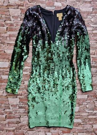 Шикарное новогоднее вечернее платье мини h&amp;m в пайетки.