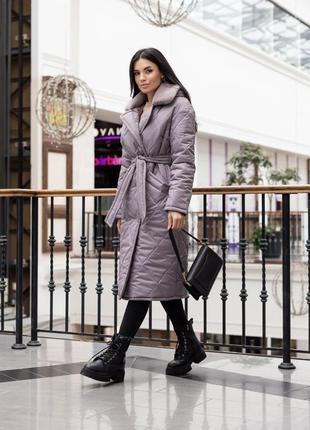 Пальто жіноче стьобане зимове тепле, з капюшоном, бренд, індиго2 фото