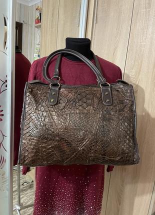 Розкішна італійська сумка зі шкіри пітона bruno amaranti 🇮🇹7 фото
