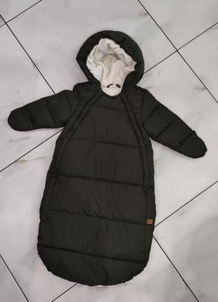 Конверт-комбінезон зимовий оливковий h&m 2-6 міс (62-68см)
