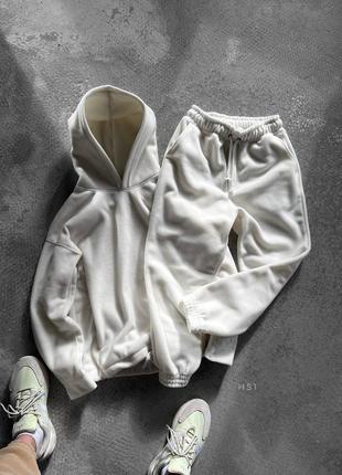 Серый флисовый спортивный костюм