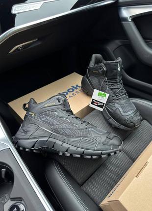 Зимние мужские кроссовки reebok zig kinetica || edge black gray white fur (мех) 41-42-43-44-45-466 фото