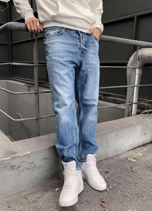 Мужские модные качественные джинсы свободного кроя голубые. мужские джинсы loose fit4 фото