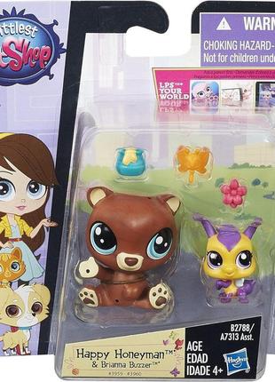 Игровой набор hasbro littlest pet shop - счастливый ханиман и брианна зуммер (b2788/a7313))