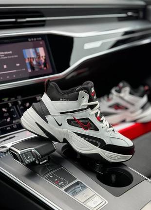 ❄️зимові чоловічі кросівки nike m2k tekno mid white black red fur ❄️5 фото